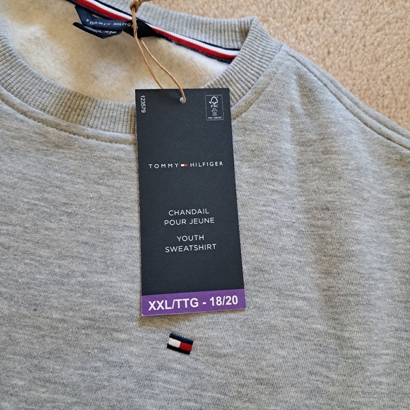 Tommy Hilfiger Youth Sweatshirt Grey Size 18/20 Unisex Fleece Crewneck Pullover - Picture 6 of 9